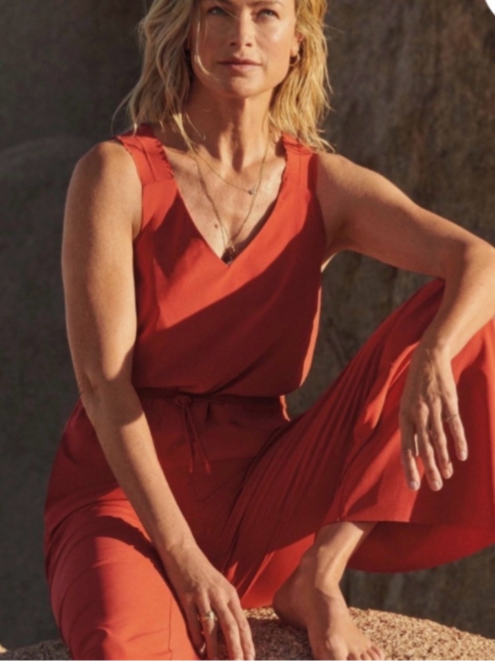 NWT Athleta Savannah Jumpsuit Romper Size 0 Wide Leg Casual Rust Orange